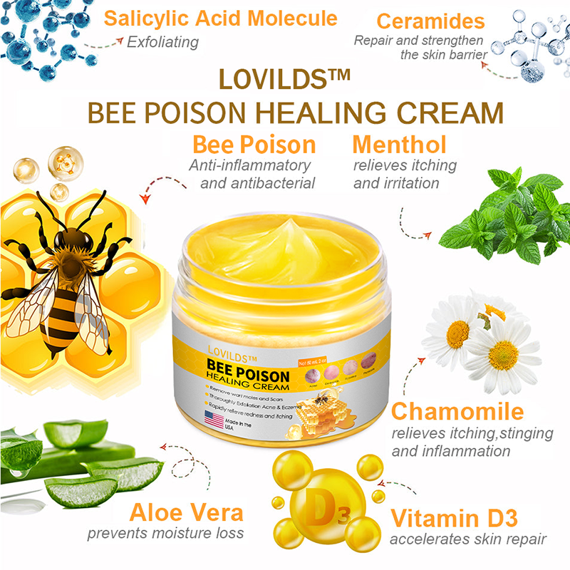 LOVILDS™ BEE POISON Skin Cream(👨⚕AAD Recommended),for Remove Warts, Acne and Scars