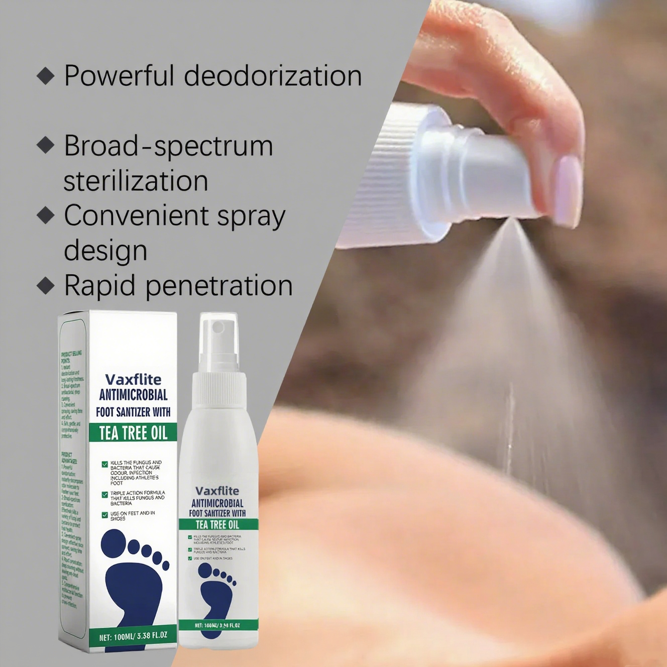 New User Offerđ„Tea Tree Oil Foot Care Spray â Premium Foot & Nail Moisturizer, Odor Eliminator, and Crack Relief Solution